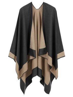 Reversible Poncho Shawl Cape Wrap Women One Size Casual Warm Fashion Layer